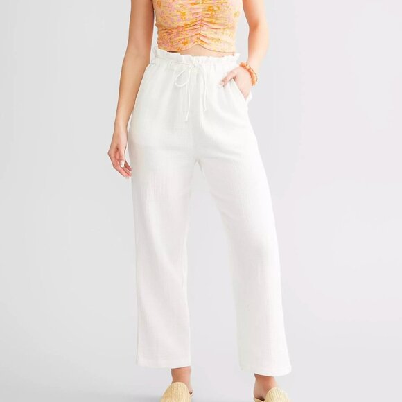 NWOT Billabong White Wander On Paper Bag Pant - Picture 2 of 7